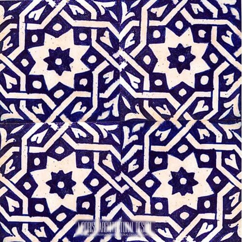 Blue Moroccan shower wall tile