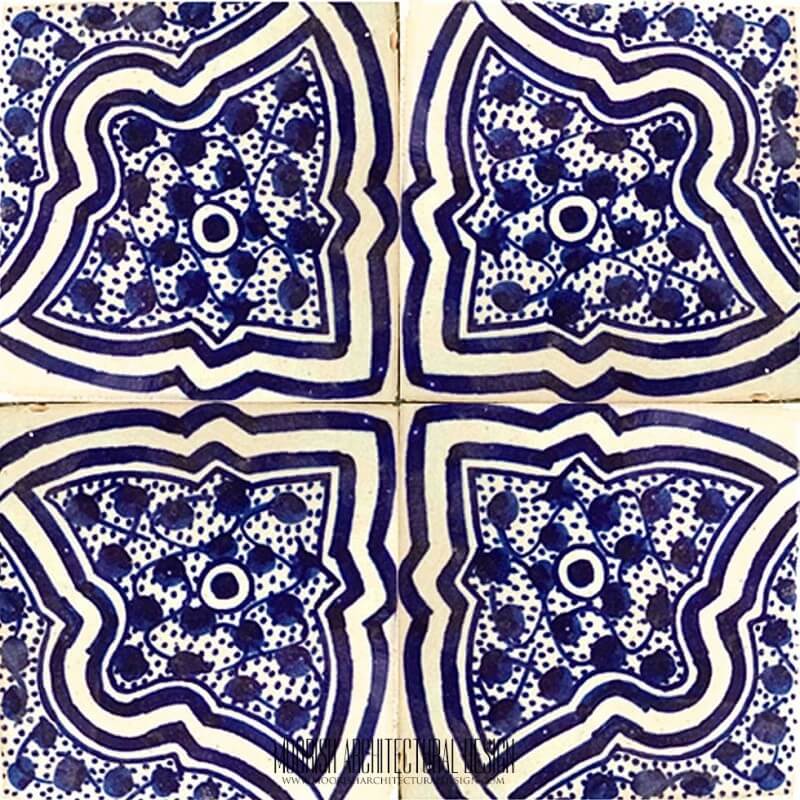 Blue Moorish shower wall tile