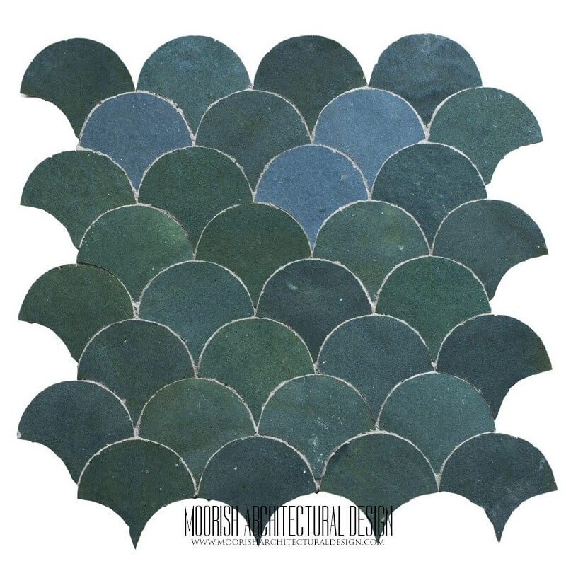 Teal Blue Fish Scales Tile