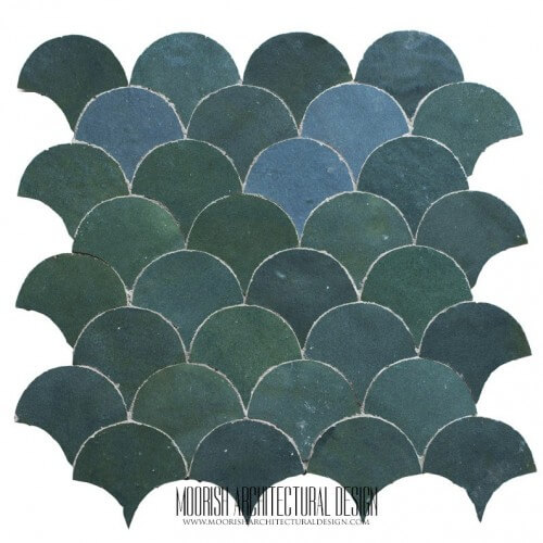 Teal Blue Fish Scales Tile