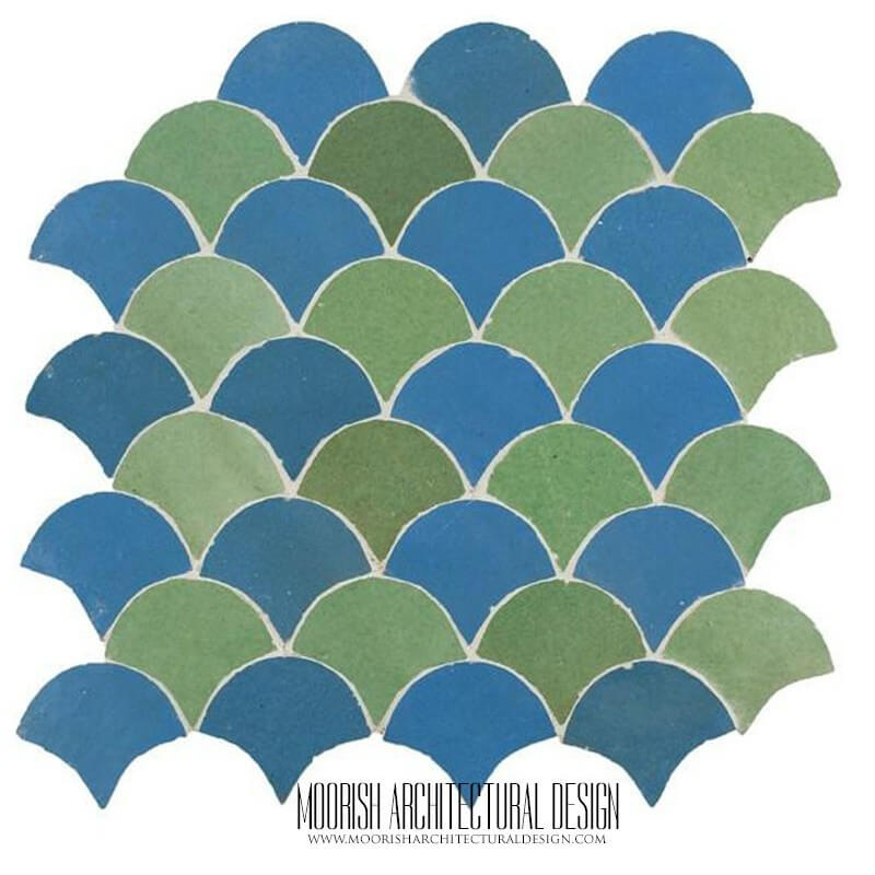 Green & Blue Fish Scale Tile