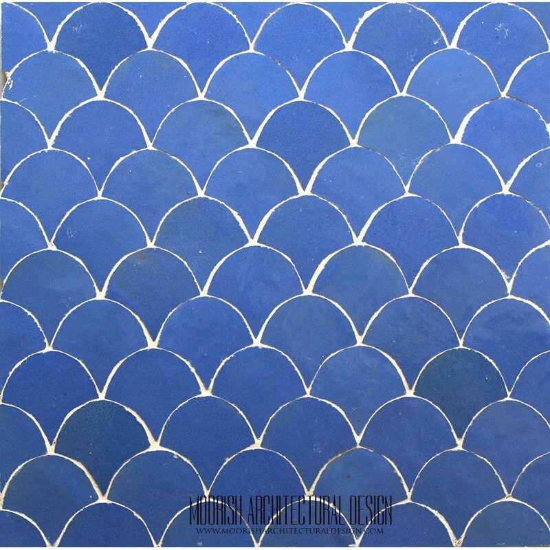 Blue Moroccan fish scales bathroom tile