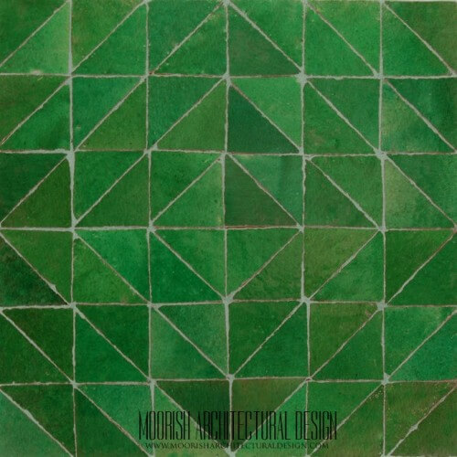 Green Moroccan bathroom floor tile design