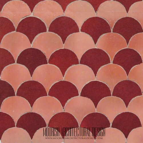Rose & Red Fish Scales Tile