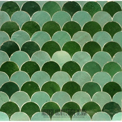 Green Moroccan fish scales mosaic tile