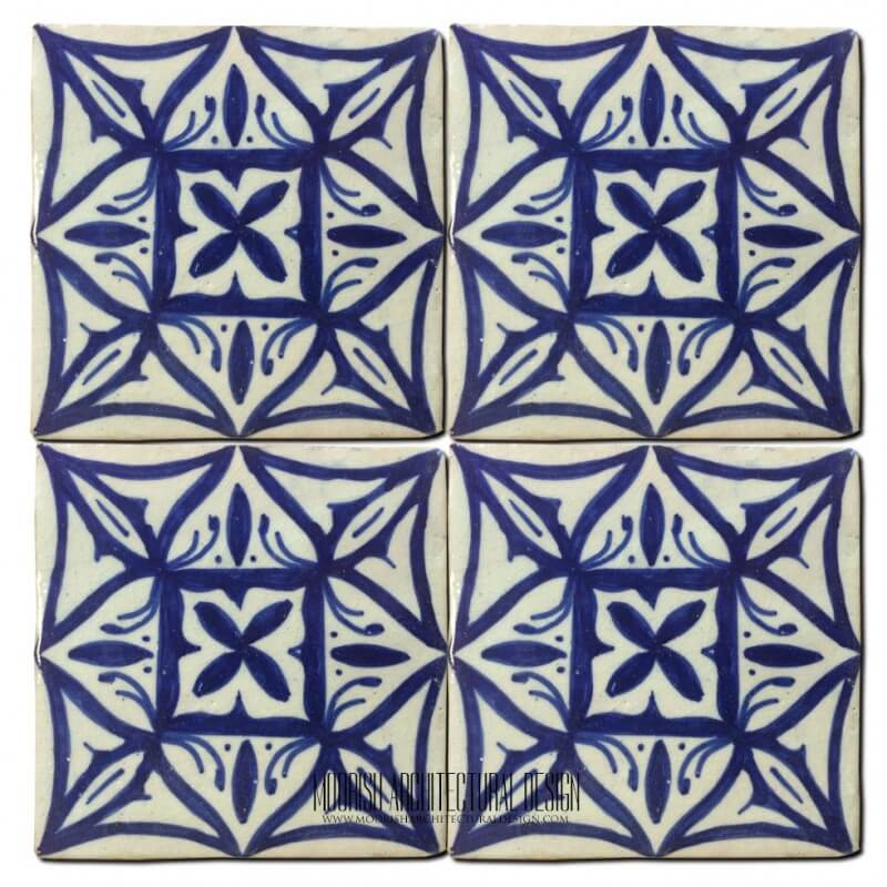 Blue Moorish shower floor tile