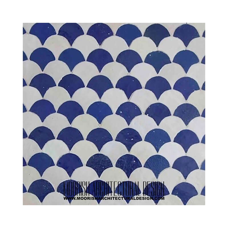 Blue Fish Scales checkerboard Tile