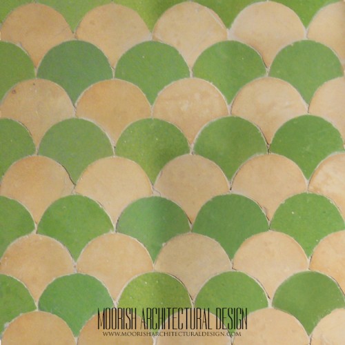 Green Tan Fish scales Tile