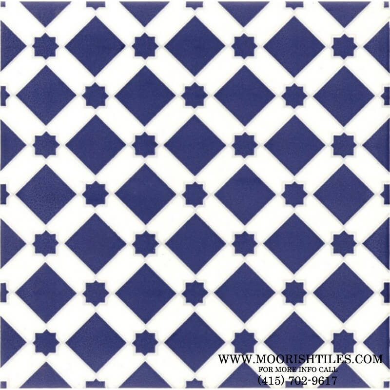 Blue and White Moroccan tile pattern